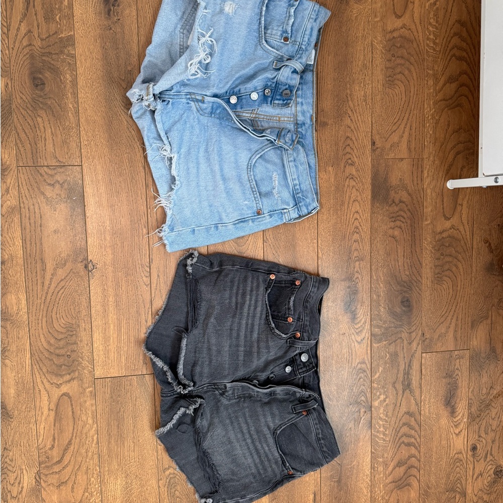 Stylish levi Denim Shorts Set - Light Blue and Black